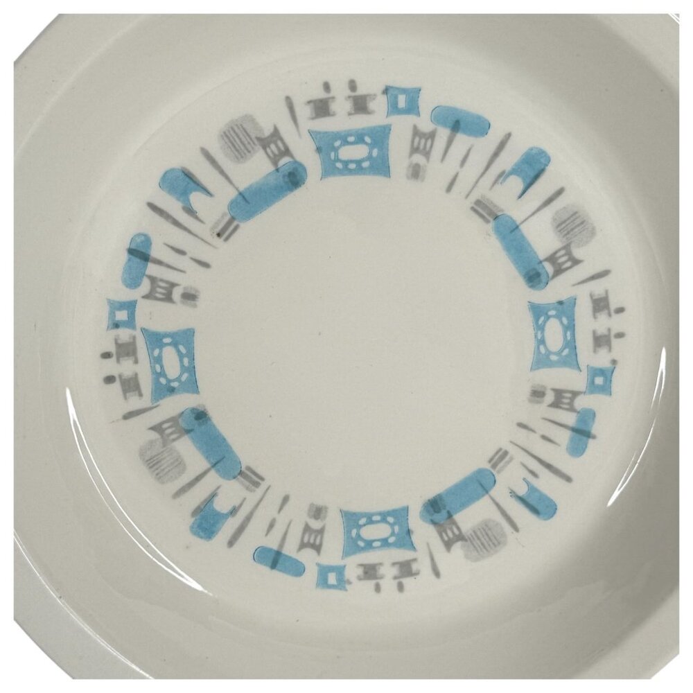 Royal China Blue Heaven Atomic Pie Plate Mid Century Modern Ceramic 9 7/8” VTG - Picture 2 of 4